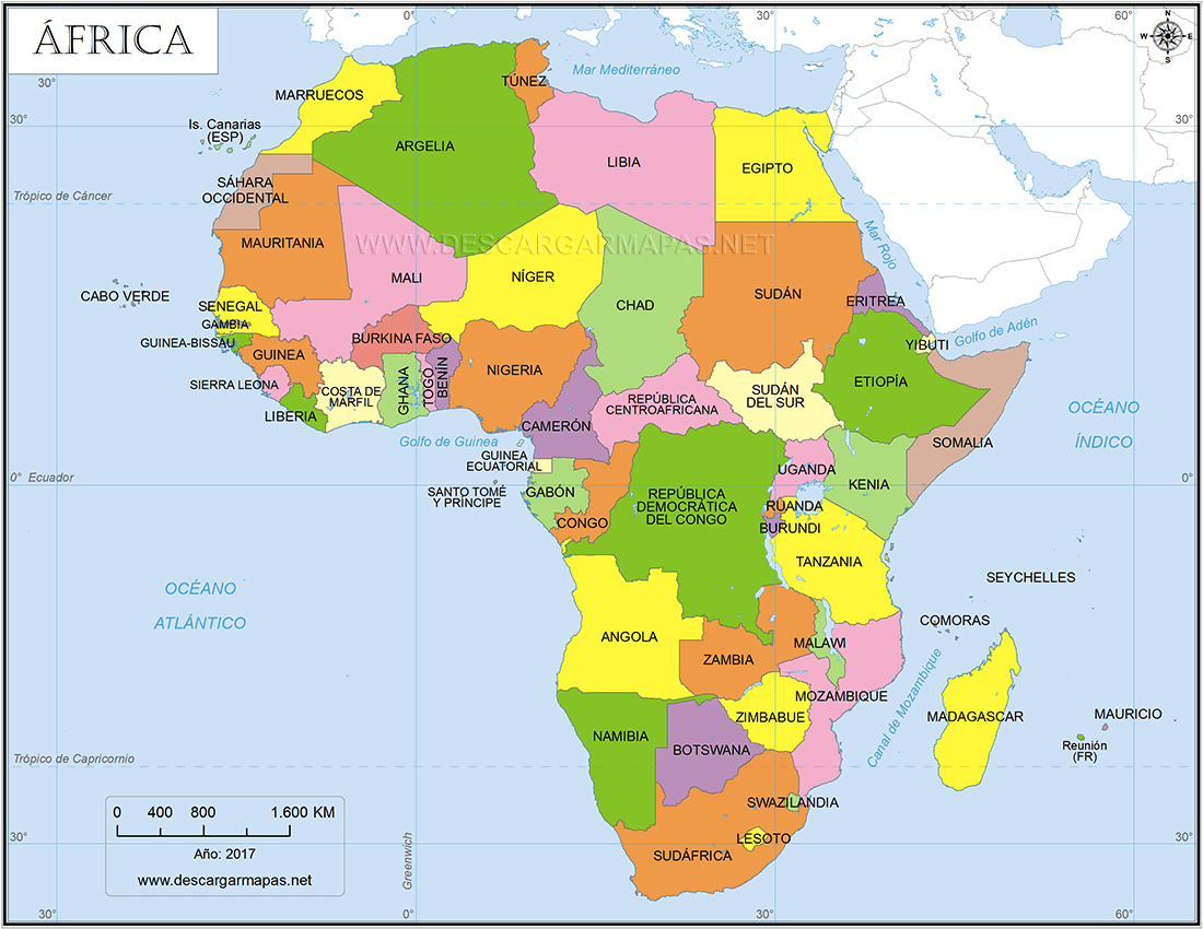 Mapa Político De África Descargar Mapas 4611