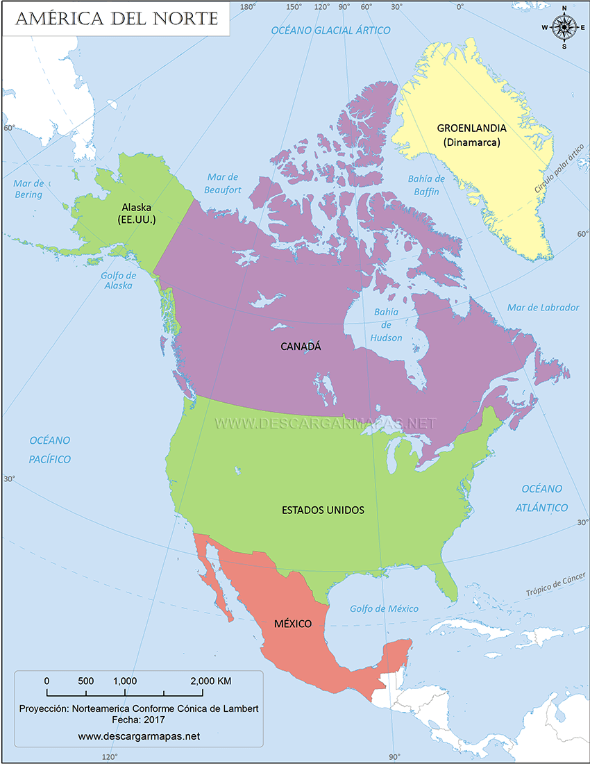 Continente Americano Mapa Pol Tico