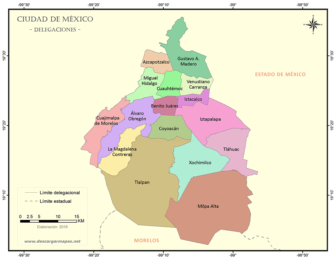 Mapa De Delegaciones De Ciudad De México Descargar Mapas