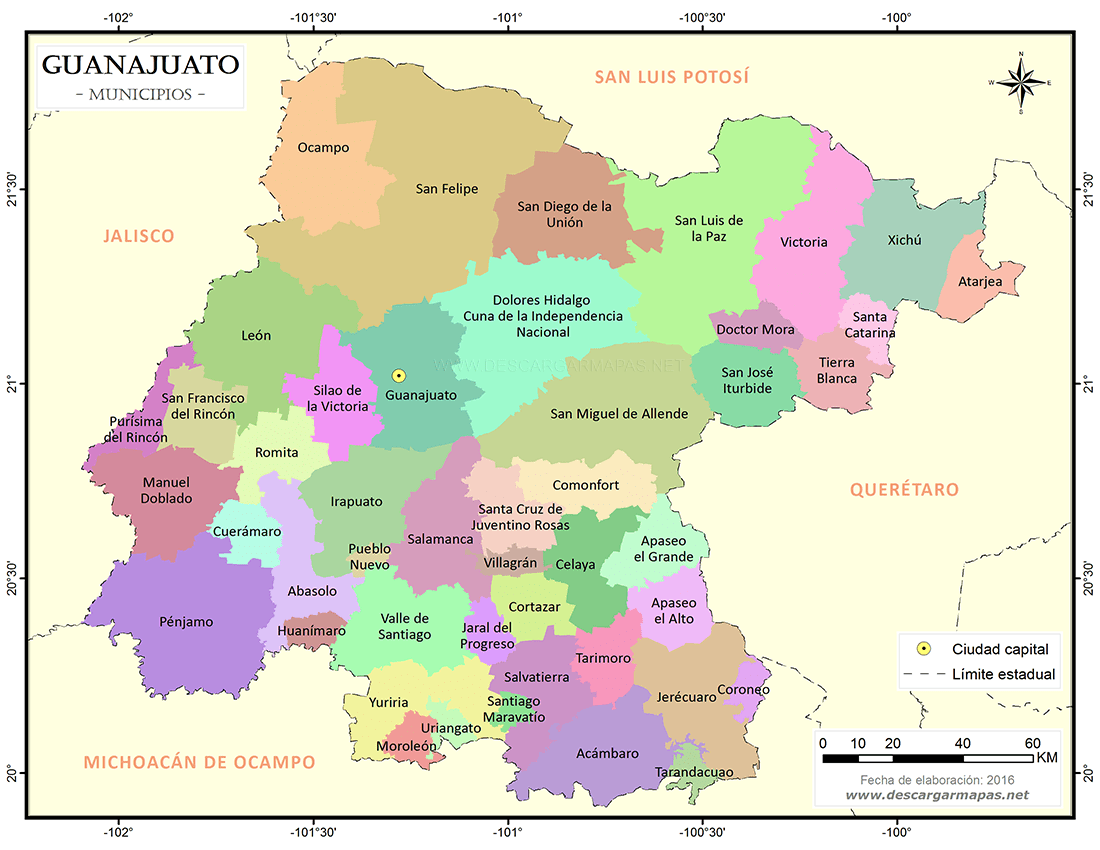 Mapa De Guanajuato Con Nombres Jacquardidea