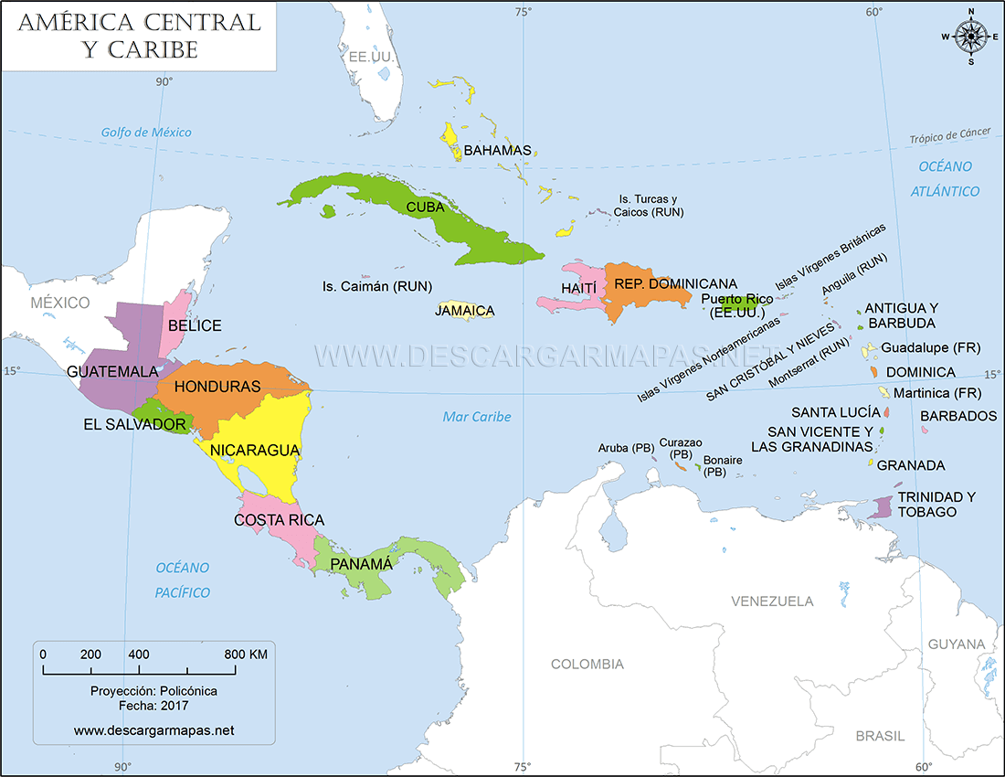 Mapa de América Central y Caribe | DESCARGAR MAPAS