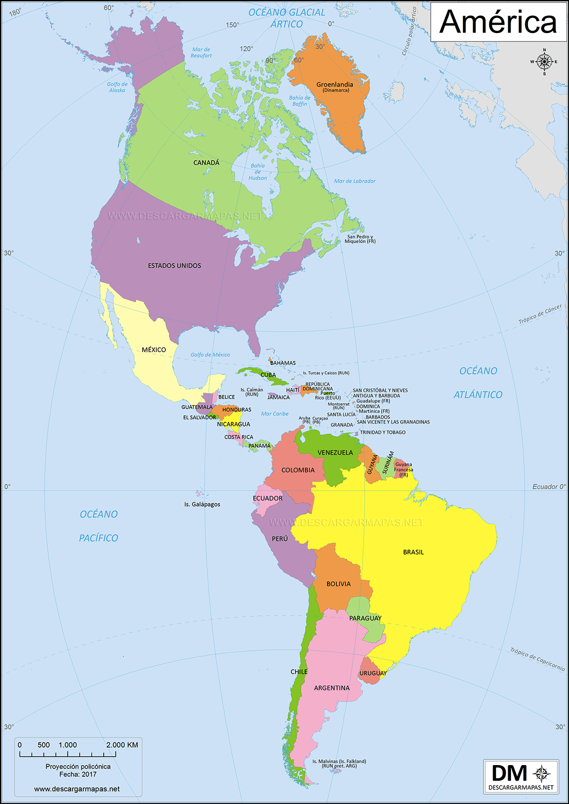 Mapa de AmÃ©rica - polÃ­tico