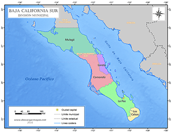 Mapa de municipios de Baja California Sur
