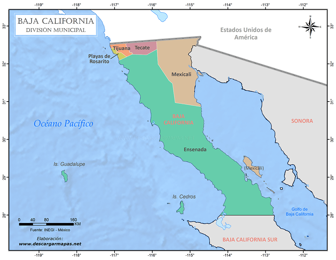 Mapa De Municipios De Baja California Descargar Mapas