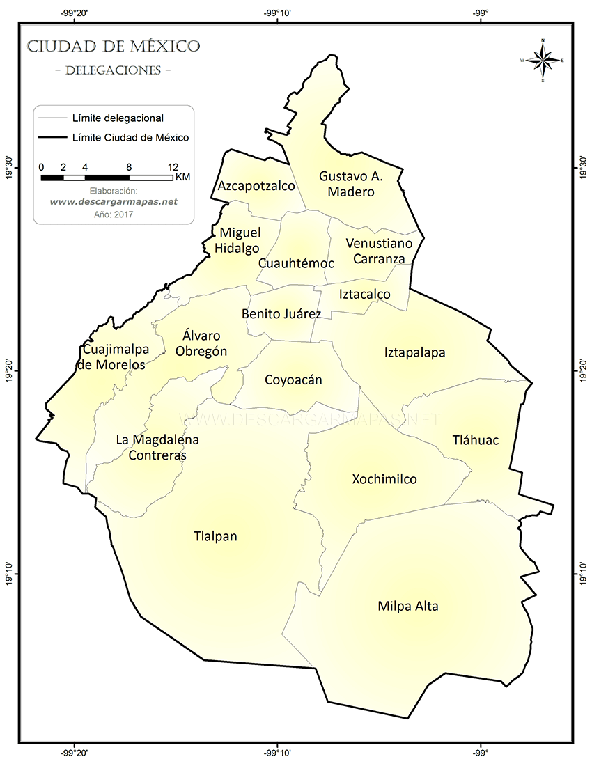 Mapa División De Delegaciones De Ciudad De México Descargar Mapas