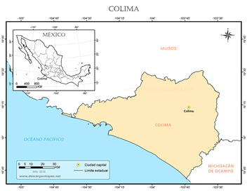 Mapa de ubicación del estado de Colima