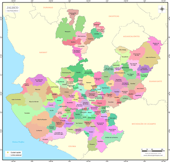 Mapa de municipios de Jalisco