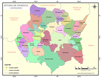 Mapa de municipios de Morelos