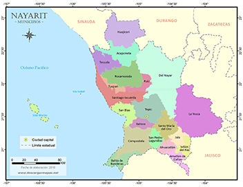 Mapa de municipios de Nayarit
