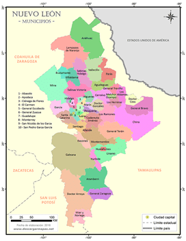 Mapa de municipios de Nuevo León