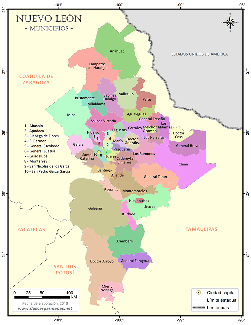 Lista 100+ Foto Mapa De Nuevo Leon Con Nombres Para Imprimir Pdf Actualizar