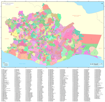 Mapa de municipios de Oaxaca