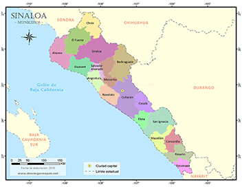 Mapa de municipios de Sinaloa