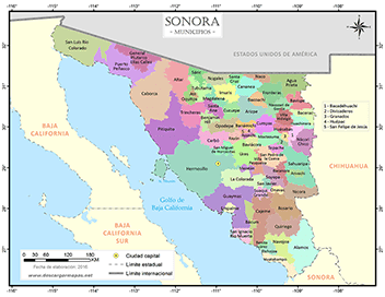 Mapa de municipios de Sonora