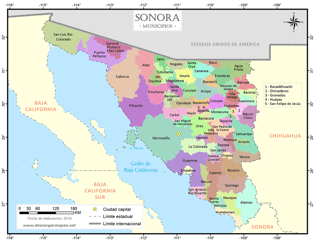 Estado De Sonora Mexico Mapa