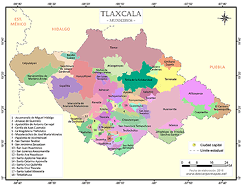 Mapa de municipios de Tlaxcala
