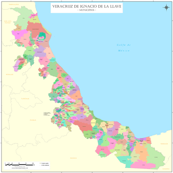 Mapa de municipios del estado de Veracruz de Ignacio de la Llave